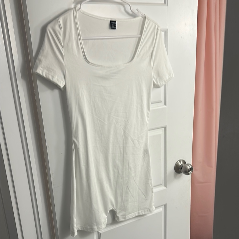 White Square Neck Women's Top